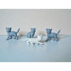 Miniature Cat Kitten Figurines  Assorted Plastic Rubber Dollhouse Pets